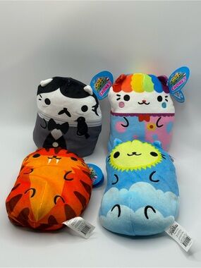 NEW Lot of 4 Cats vs Pickles 5” Beanbag  Plush Chonks EDGAR CLOWNIE NIMBUS TIGRA